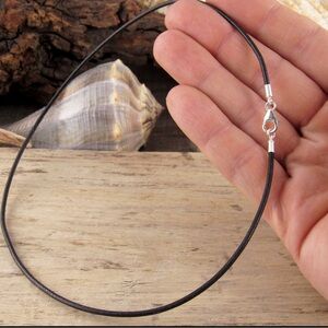 Black leather choker necklace - 16 in.